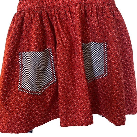 Handmade Red Cotton Gingham 3-Pocket Halter Apron Retro Kitchen OS - Picture 8 of 16